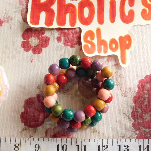 Multi-Color Wooden Beaded Bracelets (x3) - Picture 4 of 4